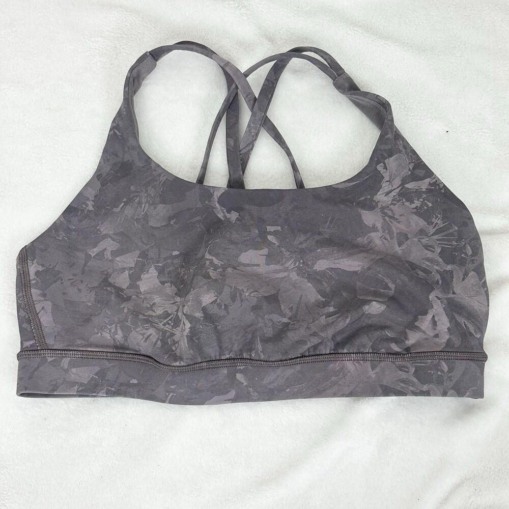 Lululemon Energy Bra Sz 10 Medium Support B/C Cup Rejuvenate Multi Purple Grey